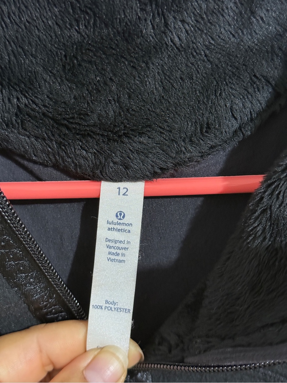 Lululemon Jacket Womens 12 Black Full Zip Fleece Lined Collar Running Athletic - Picture 6 of 12